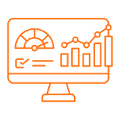 Icona dati: monitor con grafici e indicatori